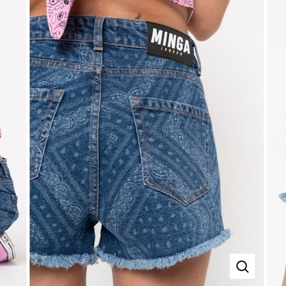 Blue Bandana Indigo Denim Shorts - Picture 8 of 10